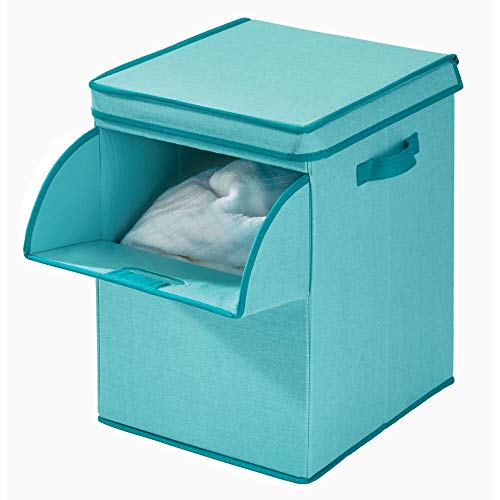 iDesign Emmy Fabric Storage Bin with Lid and Opening Front, Basket
