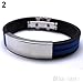 Produktbild Bangle009 Herren-Armband, modisch, lässig, Edelstahl, Gummi, ID-Armreif, Schmuck, Geschenk, Blau