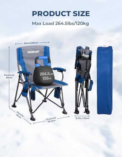 image for DEERFAMY Heated Camping Chair with 12V Battery Pack, 3 Level Intellige