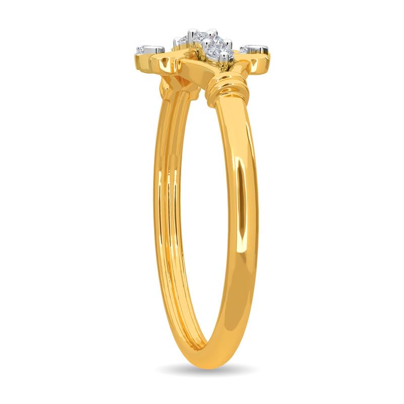 Image of KISNA 14k / 18k Real Gold & Diamond Ring | Diwali, Rakhi Rakshabandhan Gift for Sister /Bhabhi /Women | With Certificate of Authenticity & BIS-Hallmarked Gold Jewellery | Teaa Ring