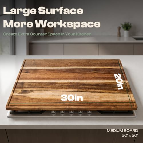Tabla de cortar rectangular de madera de acacia 30 x 20 in miniatura 4