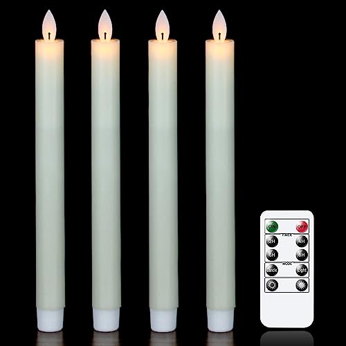 Image of Wondise Real Wax Ivory Flameless Taper Candles Remote with Timer