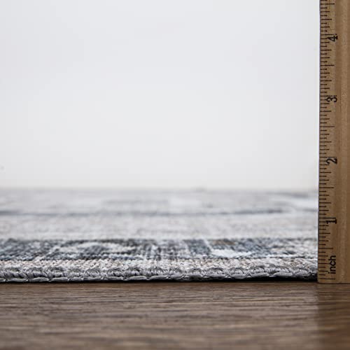 Bloom Rugs Washable Non-Slip 5' X 7' Rug - Pebble Gray/Blue Traditional Medallion Area Rug For Living Room, Bedroom, Dining Room, And Kitchen - Exact Size: 5' X 7' #TOP6