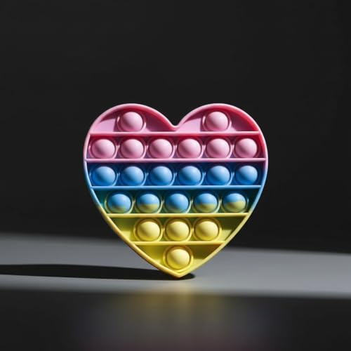 Pop It Gigante Coração Arco-Íris (Rainbow Palette) - Brinquedo Sensorial Anti-Estresse Fidget Toy - Silicone Atóxico - Ideal para Crianças e Adultos