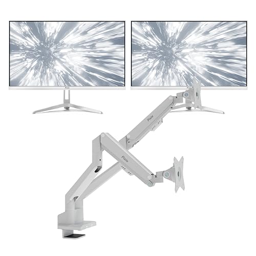 Image of Pixio Two PX249 Wave White 24 inch 240Hz Refresh Rate FHD 1080p Resolution IPS Panel 4ms GTG Response Time Gaming Monitor and PS1D Wave White Dual Monitor Arm