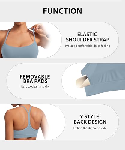 Image of MIRITY Padded Y-Back Sports Bra for Women - Racerback Low ImpactYoga Workout Top with Spaghetti Strap Pack of 3