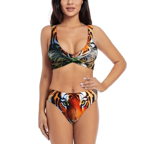 Maillot de bain 2 pièces masquant les rondeurs avec sa culotte haute orange