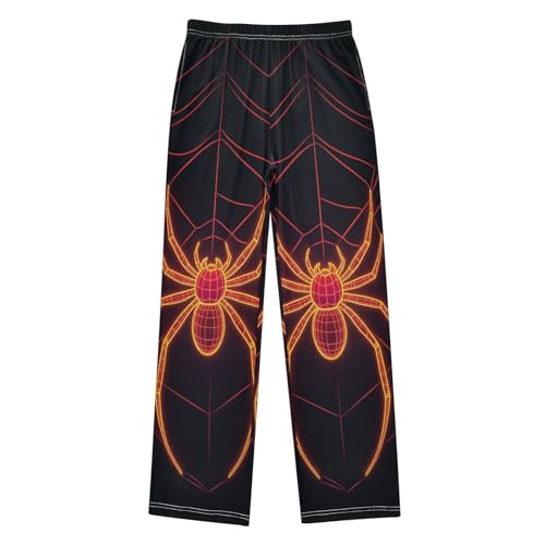 Pajama Pants Neon Orange Spider Hanging Long Sleep Pants Lounge Bottoms