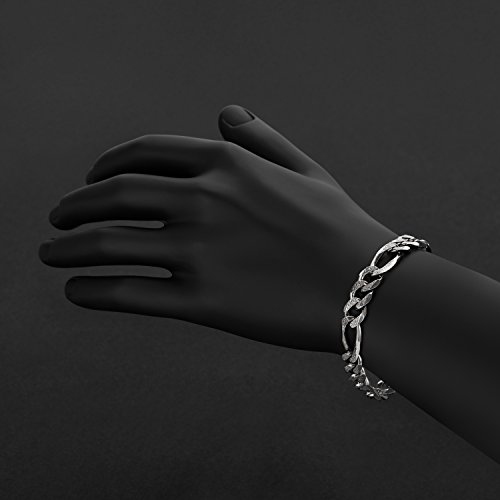 10.7Mm .925 Sterling Silver Diamond-Cut Flat Figaro Chain Link Bracelet, 9 Inches #TOP2