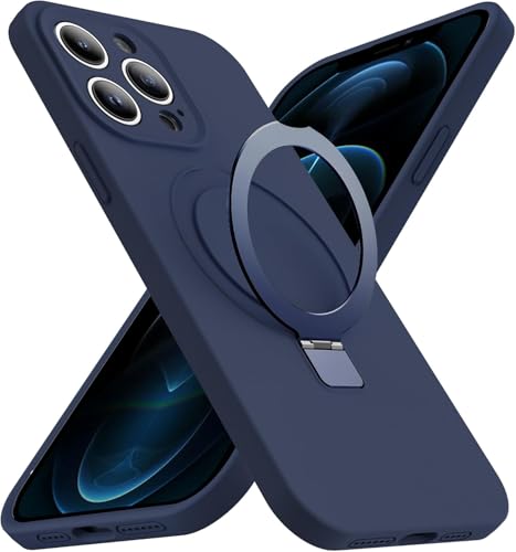 Eligo for iPhone 12 Pro Max Case Compatible with MagSafe with Magnetic Invisible Stand Shockproof Military-Grade ProtectionSilicone Phone Cover with Kickstand for Apple 12 Pro Max (Navy Blue)