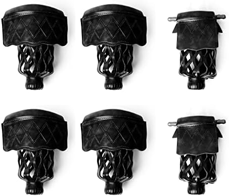 Set of 6 Heavy Duty PU Leather Billiard Pool Table Pockets (Several Colors & Styles Available) (Black - Diamond)