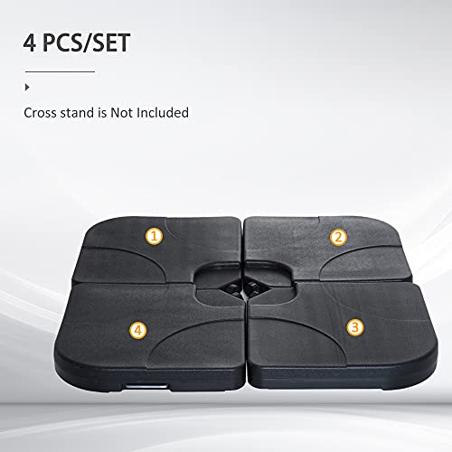 Outsunny 4 Piece Cantilever Patio Umbrella Base Weight Set, Outdoor Offset Umbrella Stand Weight, 195 Lb Capacity Sand Or 60 Liter Capacity Water, Black #TOP3