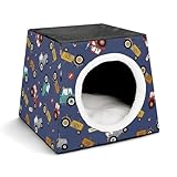 Cartoon Tractors Truck Pattern Outdoor Cat House Foldable Dog House Capsule Pet Waterloo Fit for Cats,Ferret,Puppy,Rabbits Etc