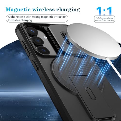 Image of ShieldTech MagStand Series Case for Samsung Galaxy S24 5G, Mobile Phone Cover with Sliding Camera Shield, Mag-Safe, Kickstand, Shockproof for Samsung Galaxy S24 5G - Black