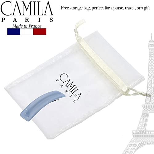 Camila Paris Cp3444 French Hair Barrette Clip For Girls, Blue, Rubberized Automatic Clasp Strong Hold Grip Hair Clips For Women, No Slip And Durable Styling Girls Hair Accessories, Made In France #TOP3