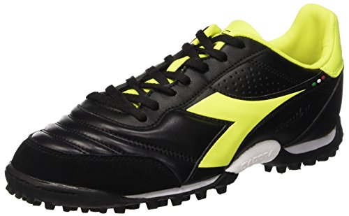 Diadora Brasil Lt TF, Botas de fútbol Hombre, Nero Nero Giallo Fluo,...