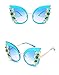 Chezi Green Crystal Gold Leaf Cateye Sunglasses (blue frame blue lens)