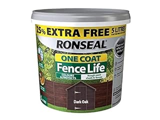Ronseal RSLFLDON4LAV One Coat Fence Life Dark Oak New 4 Litre +25%