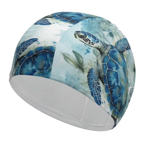 Gorro de baño para Mujer y Hombre, elástico, Color Azul Marino, para Cabello Largo y Corto.
