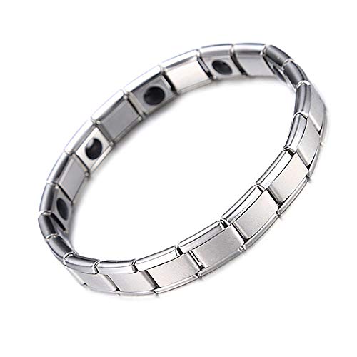 Germanium Bracelets For Women Men Silver Color Stainless Steel Tourmaline Health Energy Balance Elastic Chain Link Bracelets