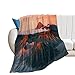 Coperta in pile stampata vulcano Coperte e coperte con nuvole vulcaniche Morbido e caldo Copridivano carino Coperta da viaggio in peluche 130x150cm(50x60in)
