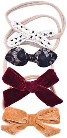 California Tot Super Soft & Stretchy Nylon Headbands in Assorted Holiday Bow Set for Baby, Toddler, Girls (Dreamy Set of 4)