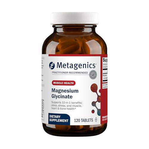 Metagenics Magnesium Glycinate 100mg-Highly Absorbable Magnesium Supplement for Sleep Stress Relief & Muscle Relaxation - Bone Heart & Nerve Health-Non-GMO Gluten-Free-120 Tablets