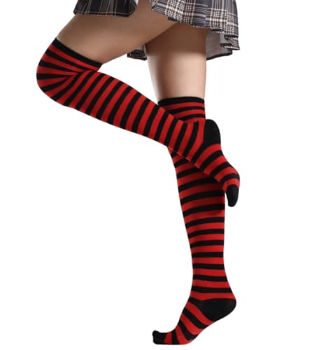Image of Womens Thigh High Socks Athletic Stripe Cute Colorful Over the Knee High Sock Colorful Long Tube Sock