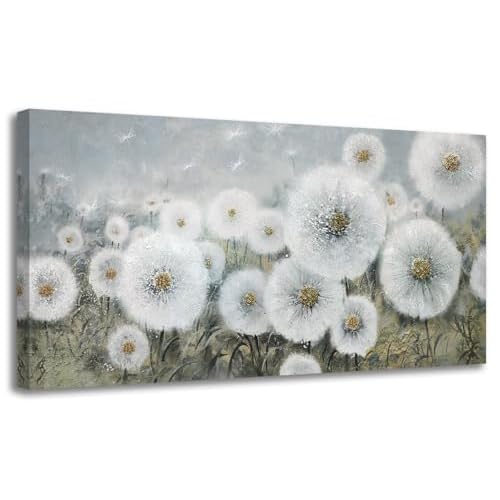 Ardemy Dandelions Wall Art Large Floral Pictures Wall Decor Living Room Flowers Paintings Textured Artwork for Walls Bedroom Bathroom Kitchen Dining Room Home Office, 40"x20" 40"L x 20"W Dan