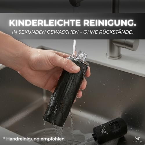 VALUXE® Ölsprüher für Speiseöl & Essig mit UV-Edelstahlmantel & Sprühfilter - Edelstahl Öl-Sprühflasche - Präziser Essig & Olivenöl Sprüher, Öl-Zerstäuber, Oil-Sprayer schwarz 6