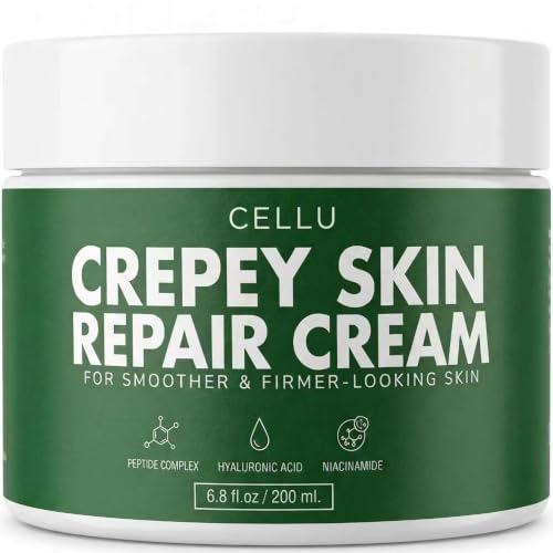Cellu Crepey Skin Repair Cream 200ml With Hyaluronic Acid + Plant Essential Oils Lightweight & Non-Greasy Intense Hydration for Smoother-Looking Skin Gentle for Daily Use on Face Neck&Body.1pc