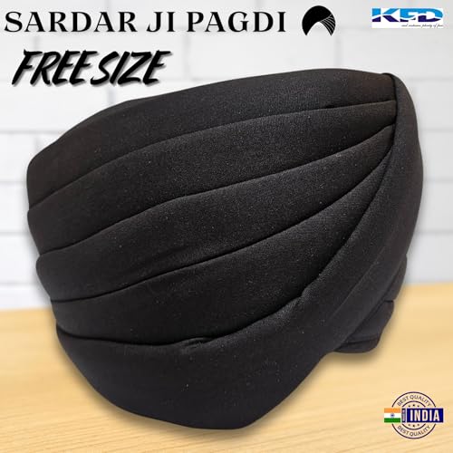 Image of Kaku Fancy Dresses Sardar Ji Turban for Kids Traditional Sikh Headwear for Fancy Dress, Cultural Events & Role Play Costume - Black
