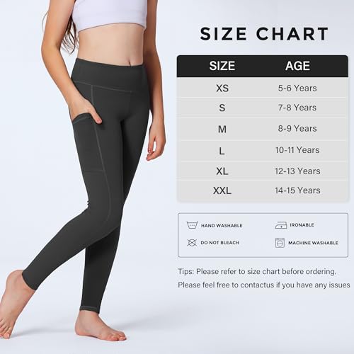 Stelle YG038-2-BK-XS Little Kid Girls' Athletic Leggings Kids Dance Running Yoga Pants Workout Active Dance Tights thumb #5
