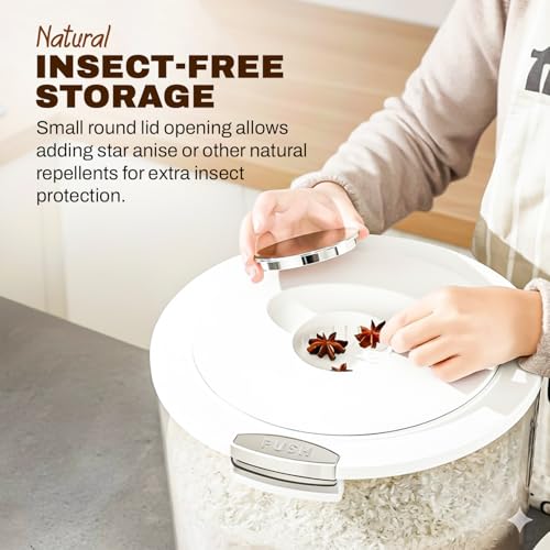 Image of Zuhi Airtight Rice Storage Dispenser Container | Moisture-Proof BPA-Free Food Storage Jar for Rice, Cereals, Grains & Pulses | Transparent Grocery Container with Flip Lid & Measuring Cup (10 Kg)