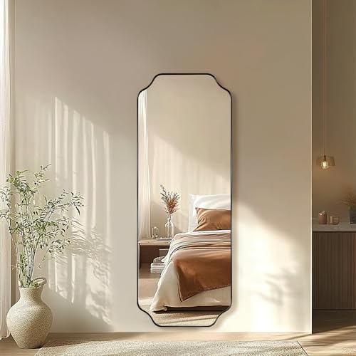 ANDY STAR 18" x 48" Full Length Mirror, Large Black Scalloped Bathroom Mirror, Full Body Wall Mirror with Scalloped Corner Decorative for Bedroom, Living Room (Horizontal or Vertical) by ANDY STAR - Used condition - Image 9