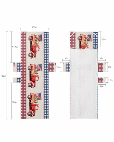 4th of July Beach Lounge Chair Towel Cover, Soft Chaise Lounge Towel with Side Pockets Patio Pool Chairs Cover for Beach/Pool Sunbathing 29x85 Blue Red Plaid Truck Summer Watermelon Rustic