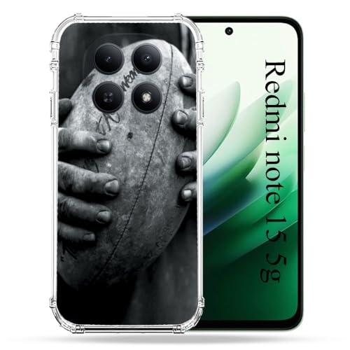 Coque Redmi Note 15 5G Rugby antichoc avec protection renforcée et design ballon vintage