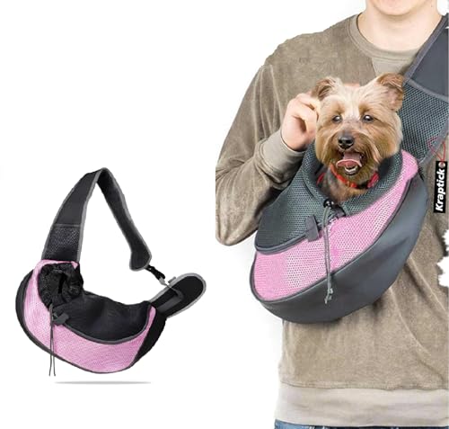 Image of Kraptick Pet Carrier Sling Bag, Dog Sling Bag, Cat Sling Carrier, Sling Bag Carrier for Dogs Cats, Pet Travel Pouch with Single Shoulder Pet Bag (MFP834)