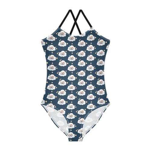 senya Girls Swimsuits One-Piece Swimwear Tie Bathing Suit Beach Summer Round Neck 7-8T Sloth Sleeping Pattern