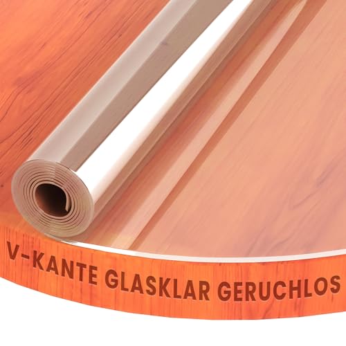 Transparente Folie abgeschrägte V Kante, glasklar und Hochglanz Schutzfolie Tischschutz Tischdecke Rund 80 cm V-kante Schutztischdecke Maschinenzuschnitt