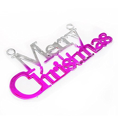 Creazy Christmas Tree Decoration Shiny Merry Letter Card for Xmas Hanging Ornament (Purple)