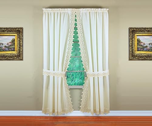 Today's Curtain, Heirloom Battenberg Eyelet Panel Pair 84", Ecru, 4-Piece-Set, 80" W x 84" L