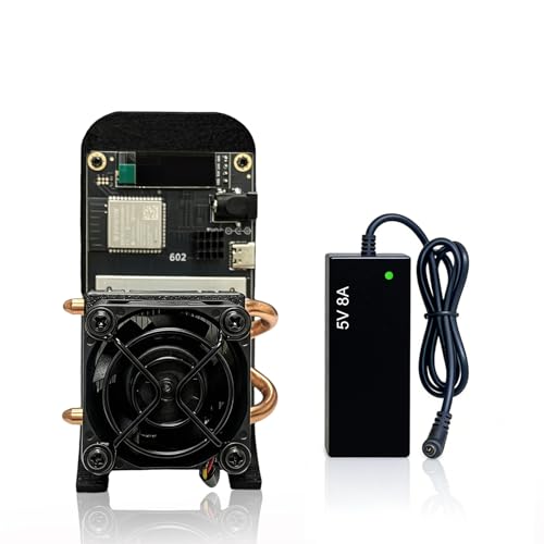 Bitaxe Gamma 602 Bitcoin Miner 1.8TH/S BM1370 Asic Chip 35W/TH BTC Lottery Crypto Solo Miner with Open-Source System Plug & Play Low Noise-Black
