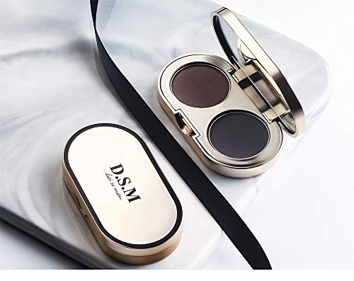 Eyebrow Powder 2 Colors Waterproof Eyebrow Non-Smudge Eye Brow Makeup Eyeshadow Palette Cosmetics Makeup Kit Professional (01) Gray & Black) #TOP4