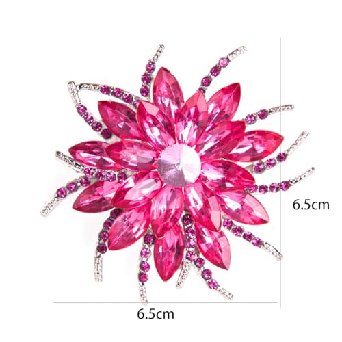 Image of Rhinestone Sunflower Brooch Pin for Women Red Black Purple Large Flower Broochs Snowflake Brooch Marquise Wreath Brooches Jewelry
