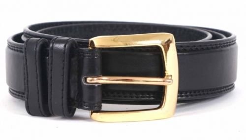 Men's Leather Belt : Made By Milano : BLACK or BROWN (32"-36" MEDIUM, BLACK)