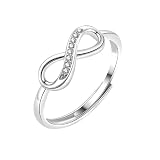 Progresssail Infinity Ring for Women Simple Silver Cubic Zirconia Infinity Rings Stackable Wedding Bands Rings Adjustable Infinity Shape Ring Every Day Ring