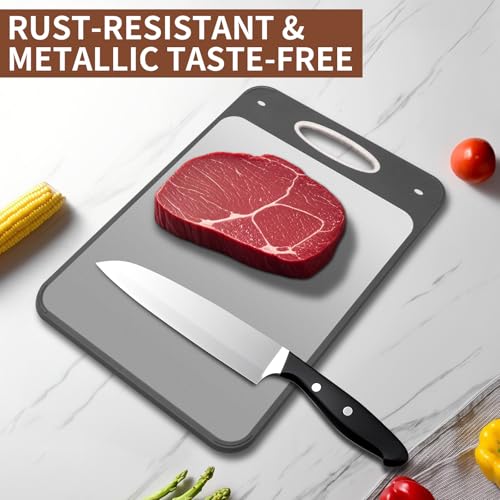Titanium Cutting Boards for Kitchen - Katuchef Non Toxic Double Sided Metal for Meat/Fish - image 2