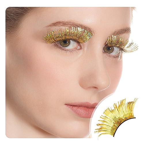 Dorisue Halloween lashes Gold eyelashes glitter eyelashes golden cosplay eyelashes yellow False Eyelashes Extension for Women Girls P14