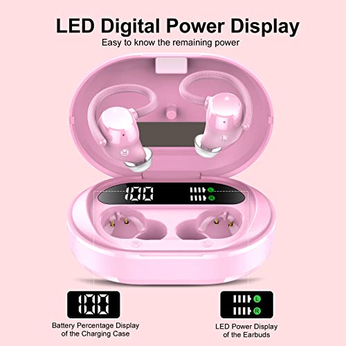Auriculares-Inalambricos-Deportivos-Hi-Fi-Estereo-Auriculares-Bluetooth-52-con-Microfono-Carga-Rapida-USB-C-Pantalla-LED-IPX7-Impermeable-Cascos-Inalambricos-Bluetooth-con-Gancho-Rosa